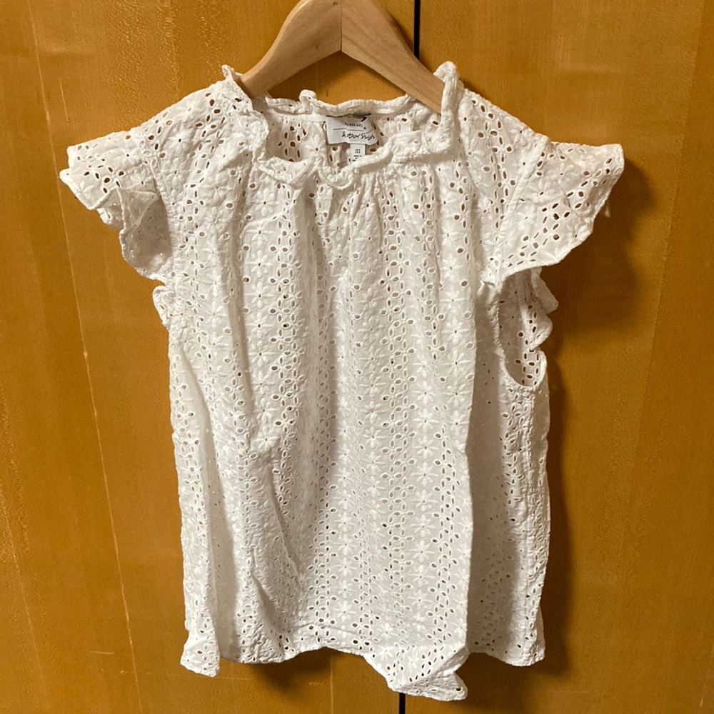 White floral eyelet blouse & other stories